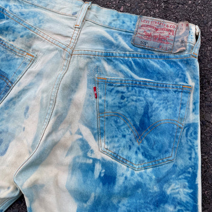 Hand-Reworked Leopard Print Jeans – Blue Art Denim Pants, 1 of 1 Upcycled Piece