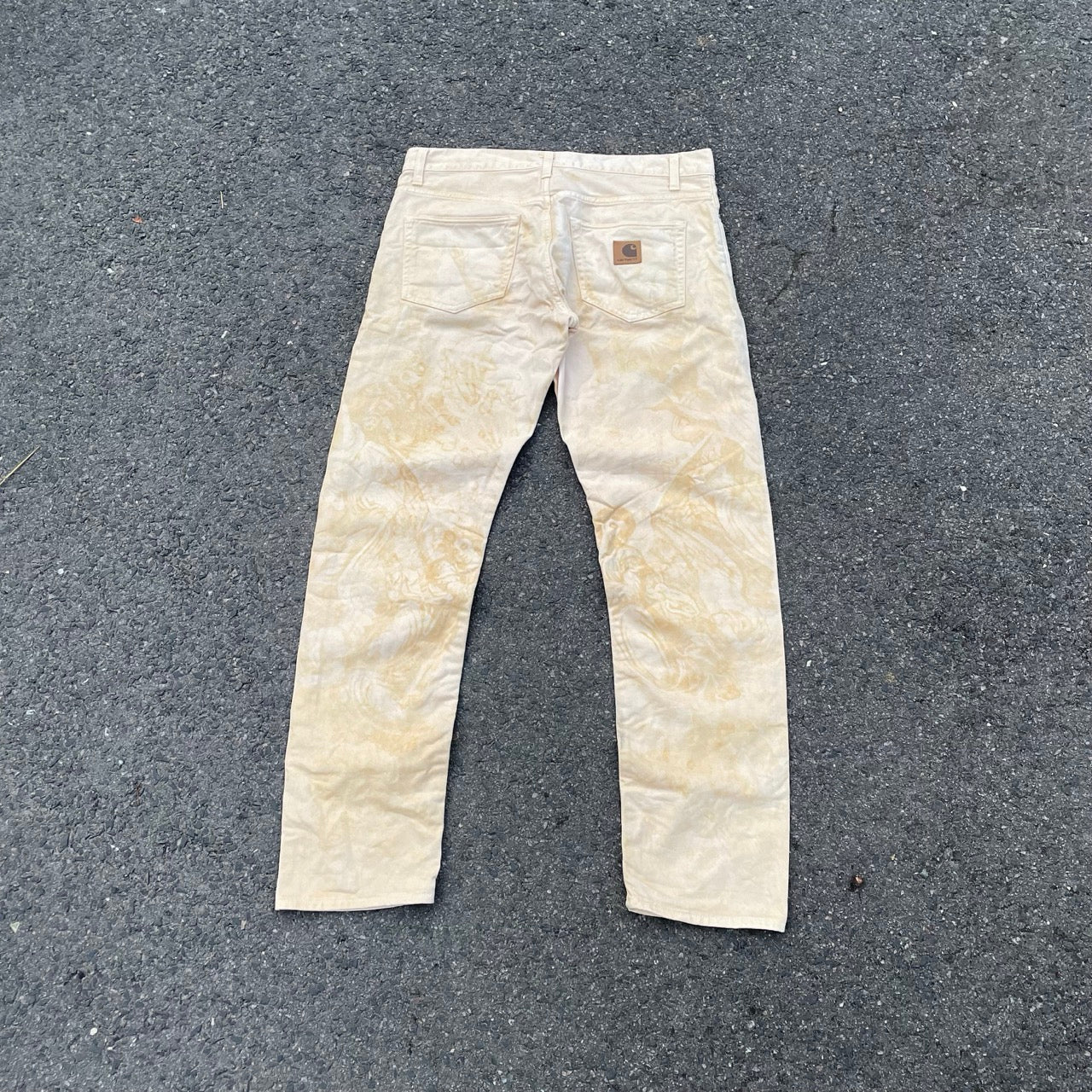 Bleached Carhartt Jeans – Hand-Treated 1 of 1 Pale Beige Denim, Minimal Grunge Look