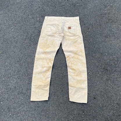 Bleached Carhartt Jeans – Hand-Treated 1 of 1 Pale Beige Denim, Minimal Grunge Look