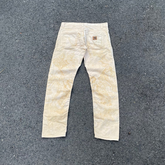 Bleached Carhartt Jeans – Hand-Treated 1 of 1 Pale Beige Denim, Minimal Grunge Look