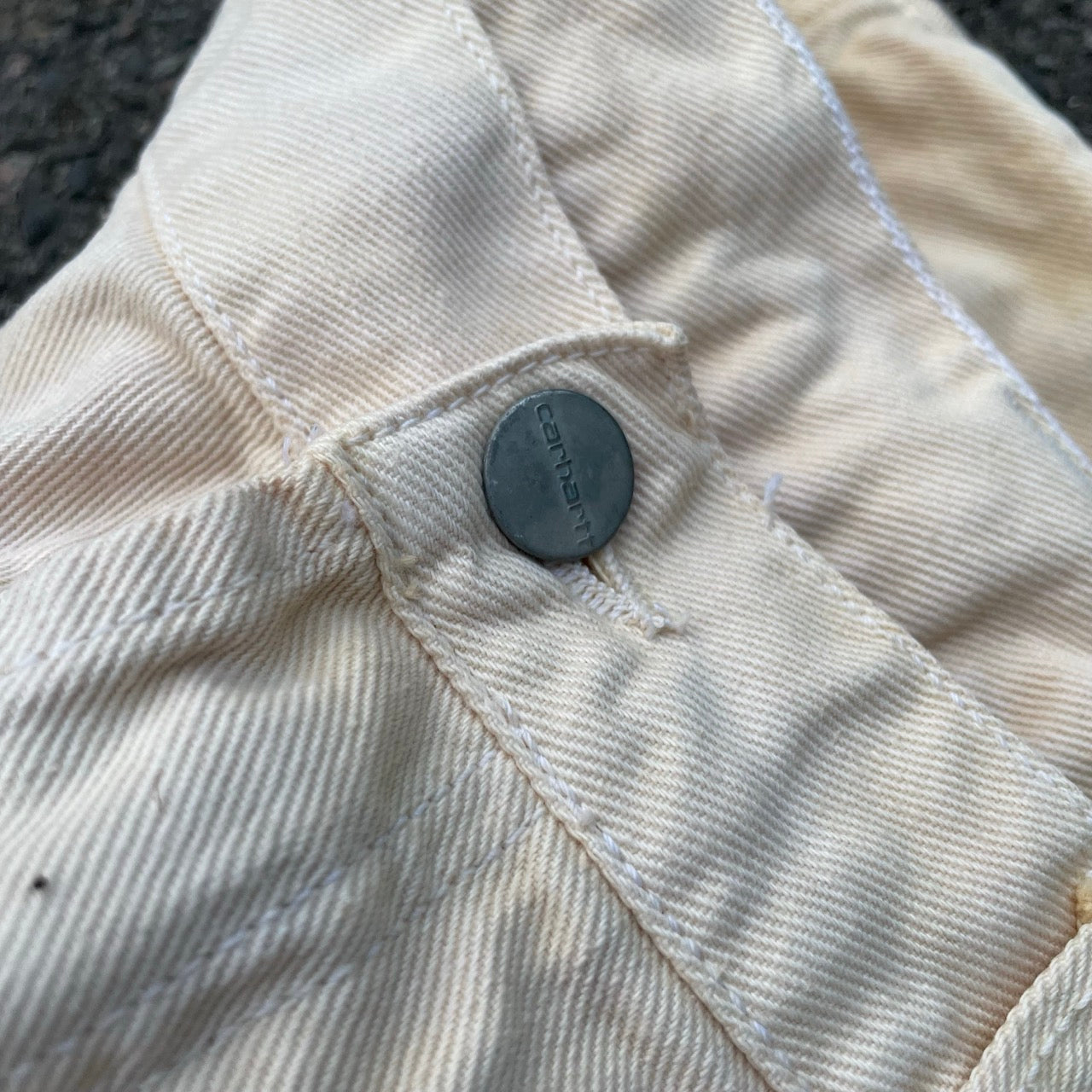 Bleached Carhartt Jeans – Hand-Treated 1 of 1 Pale Beige Denim, Minimal Grunge Look