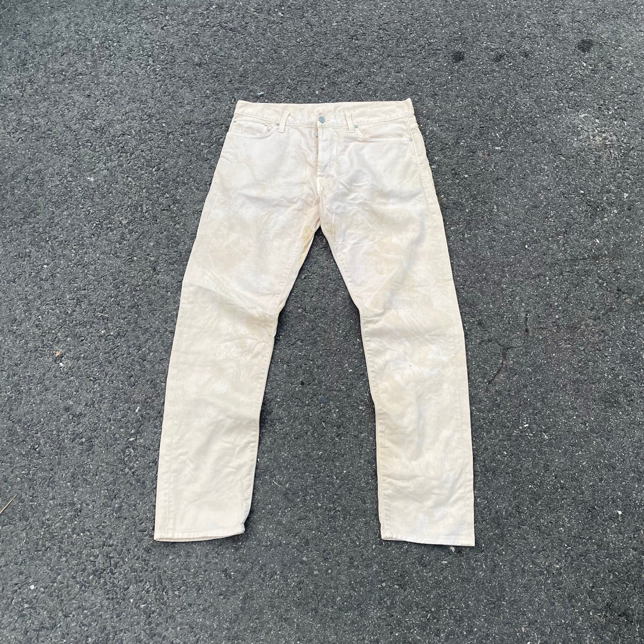 Bleached Carhartt Jeans – Hand-Treated 1 of 1 Pale Beige Denim, Minimal Grunge Look