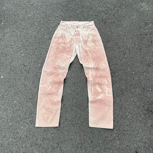 Custom Levi’s Angelic Scene Pants – Faded Religious Art | Vintage Denim 1 of 1