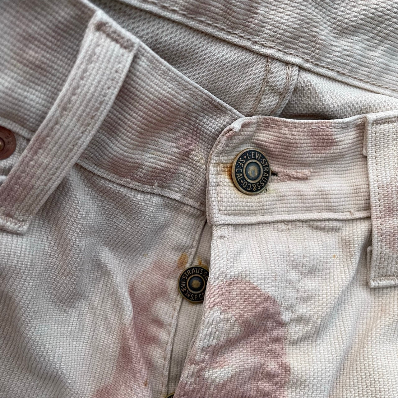 Custom Levi’s Angelic Scene Pants – Faded Religious Art | Vintage Denim 1 of 1