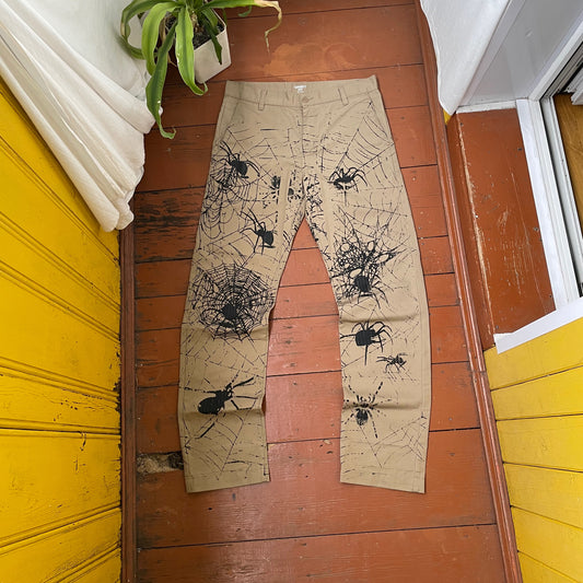 Custom Carhartt Chino Pants – Spider Web Print | Vintage Workwear 1 of 1