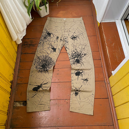 Custom Carhartt Chino Pants – Spider Web Print | Vintage Workwear 1 of 1