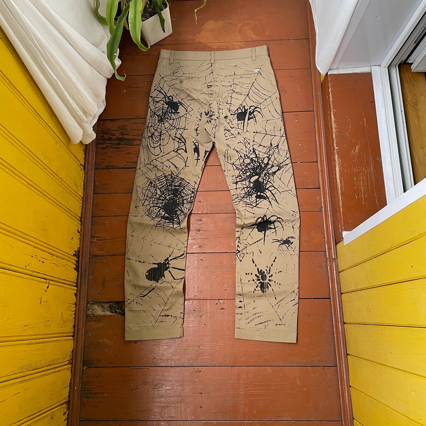 Custom Carhartt Chino Pants – Spider Web Print | Vintage Workwear 1 of 1