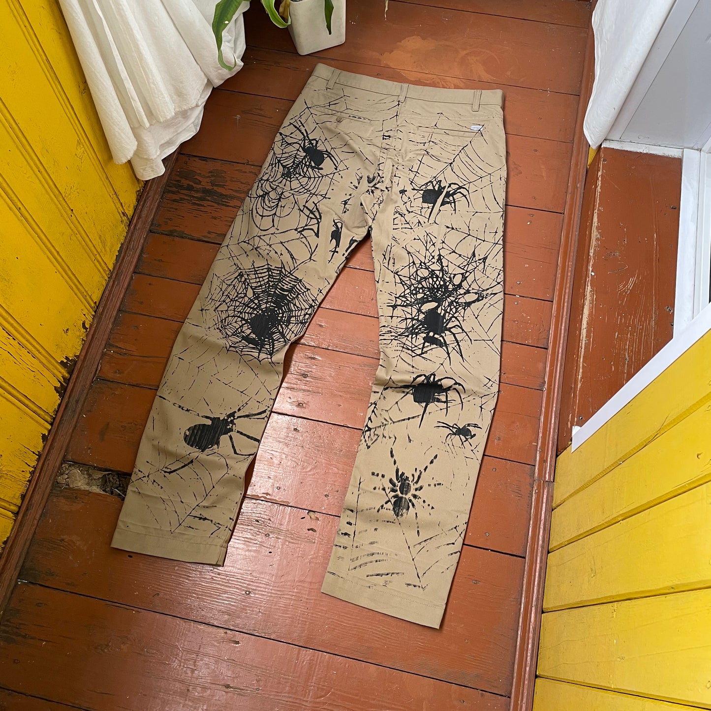 Custom Carhartt Chino Pants – Spider Web Print | Vintage Workwear 1 of 1