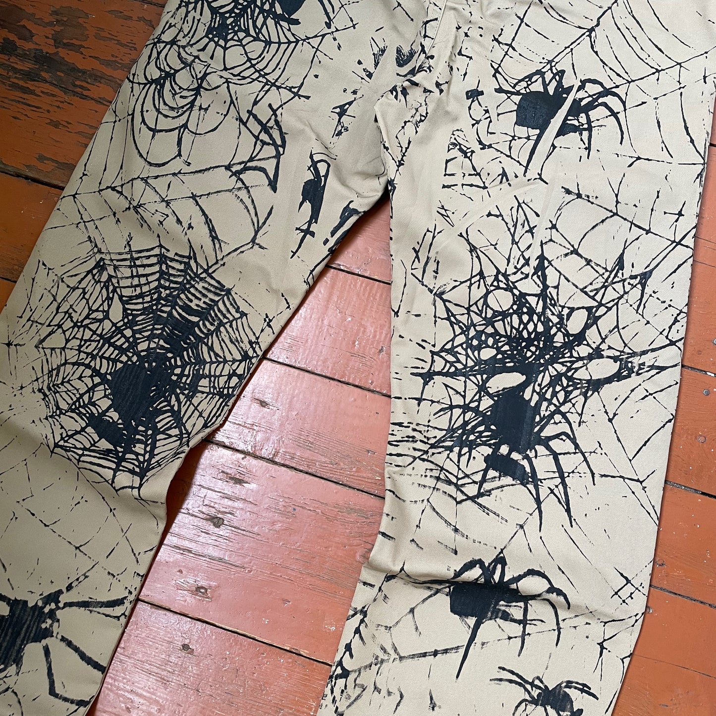 Custom Carhartt Chino Pants – Spider Web Print | Vintage Workwear 1 of 1