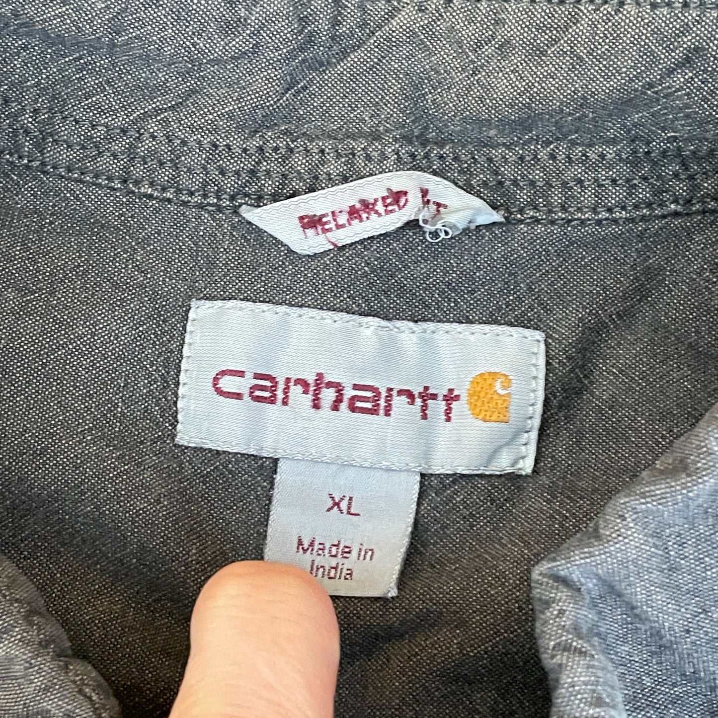 Custom Carhartt Tiger Work Shirt – Handprinted White Tiger on Faded Black | Distressed Vintage 1 of 1