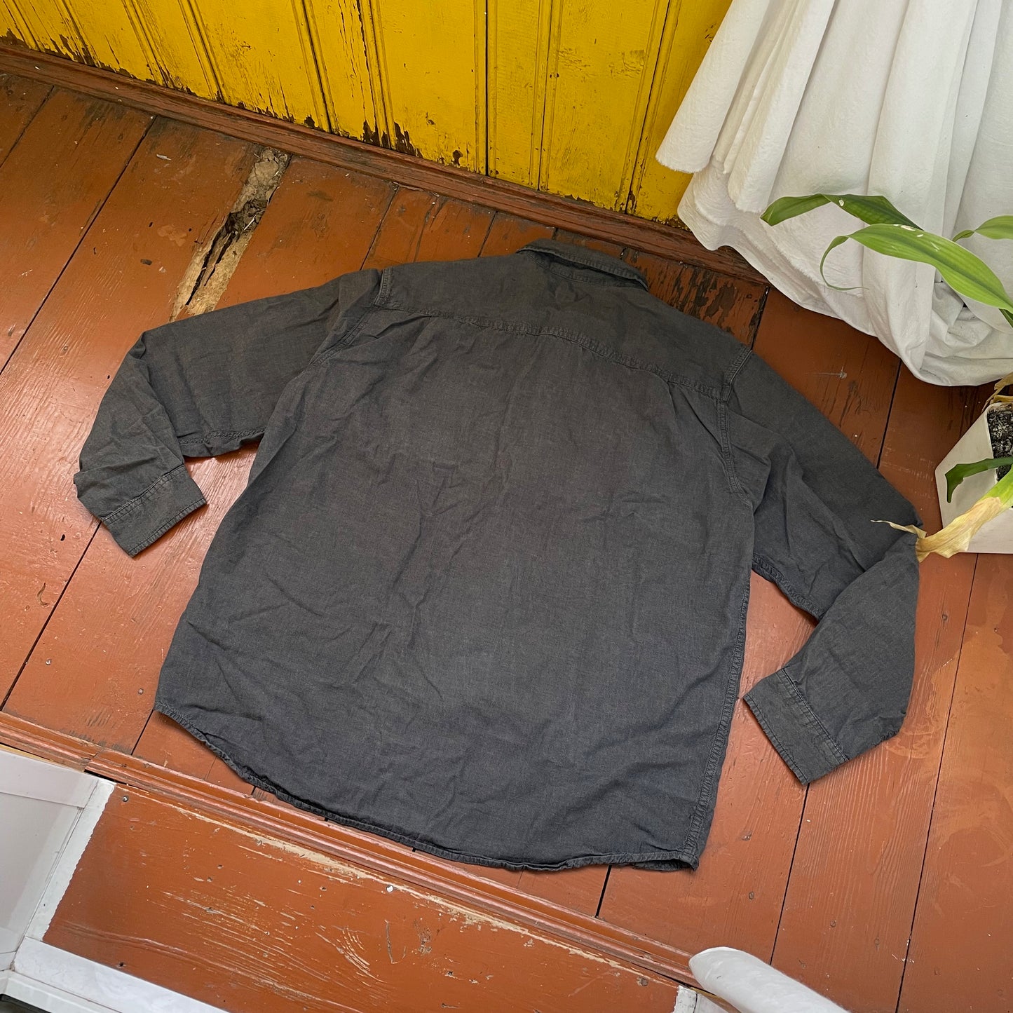 Custom Carhartt Tiger Work Shirt – Handprinted White Tiger on Faded Black | Distressed Vintage 1 of 1