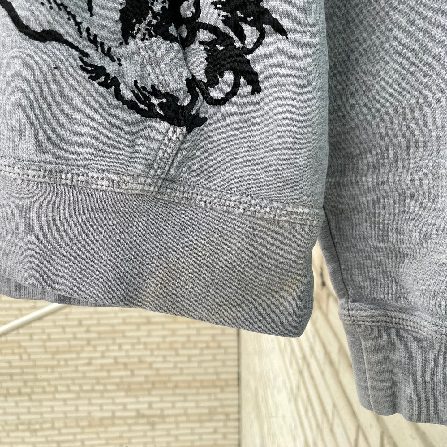 Custom Nike Tiger Hoodie – Handprinted Black Tiger on Grey Hoodie | Vintage Sportswear 1 of 1