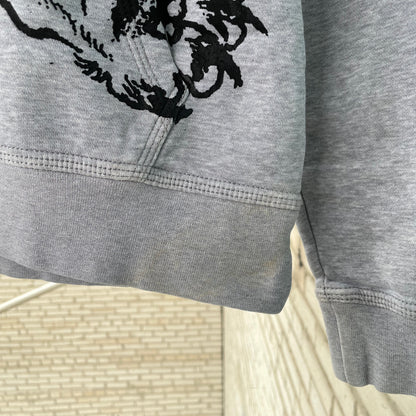 Custom Nike Tiger Hoodie – Handprinted Black Tiger on Grey Hoodie | Vintage Sportswear 1 of 1