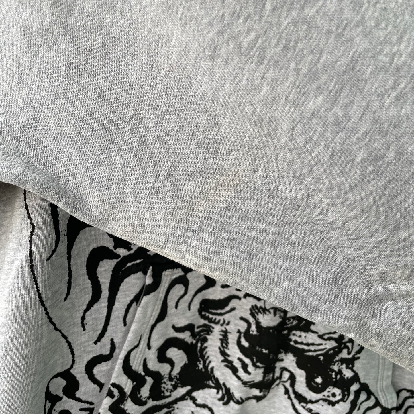 Custom Nike Tiger Hoodie – Handprinted Black Tiger on Grey Hoodie | Vintage Sportswear 1 of 1