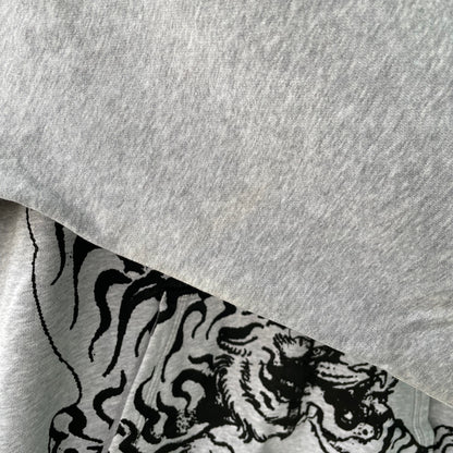 Custom Nike Tiger Hoodie – Handprinted Black Tiger on Grey Hoodie | Vintage Sportswear 1 of 1