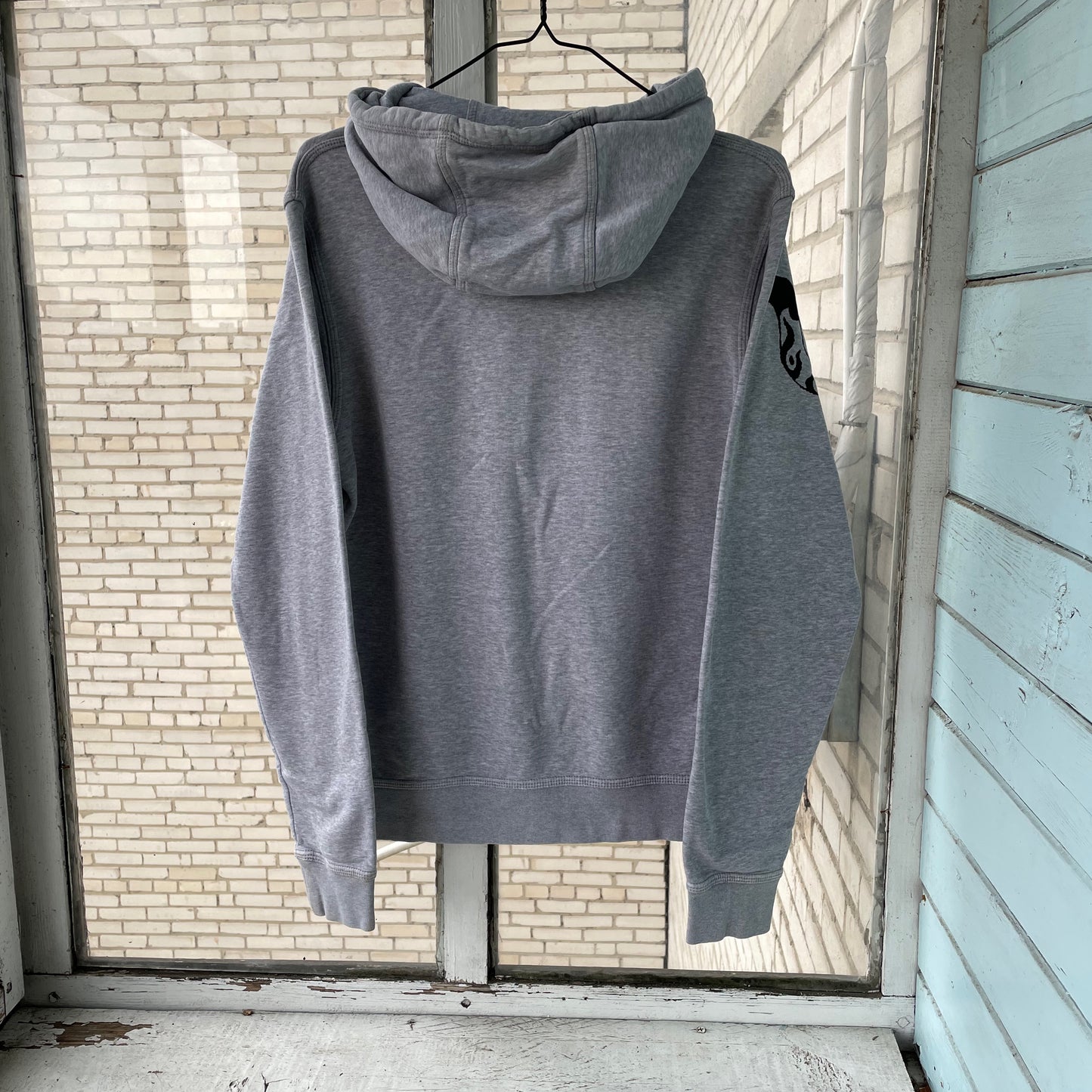 Custom Nike Tiger Hoodie – Handprinted Black Tiger on Grey Hoodie | Vintage Sportswear 1 of 1