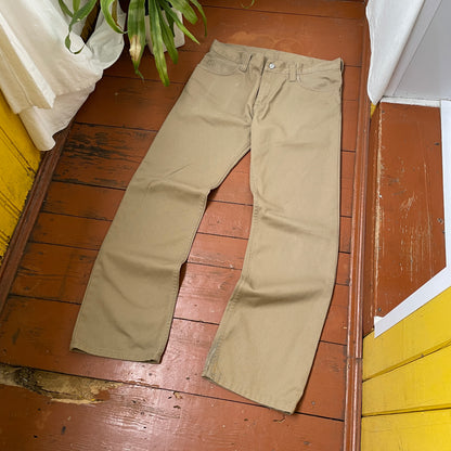 Custom Carhartt Tiger & Dragon Work Pants – Beige Hand-Printed Art | 1 of 1 Reworked