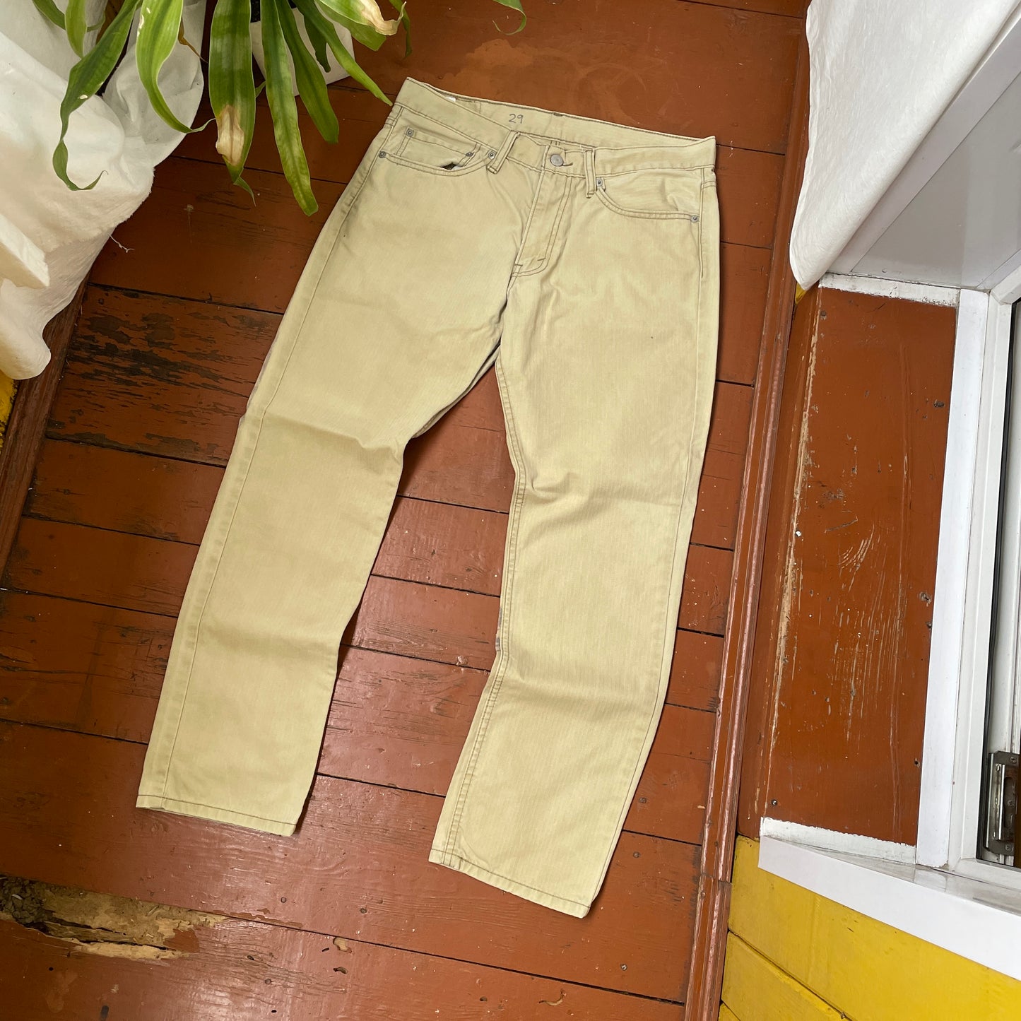 Custom Levi’s Tiger Print Jeans – Beige/Khaki with Bold Artwork | 1 of 1 Reworked