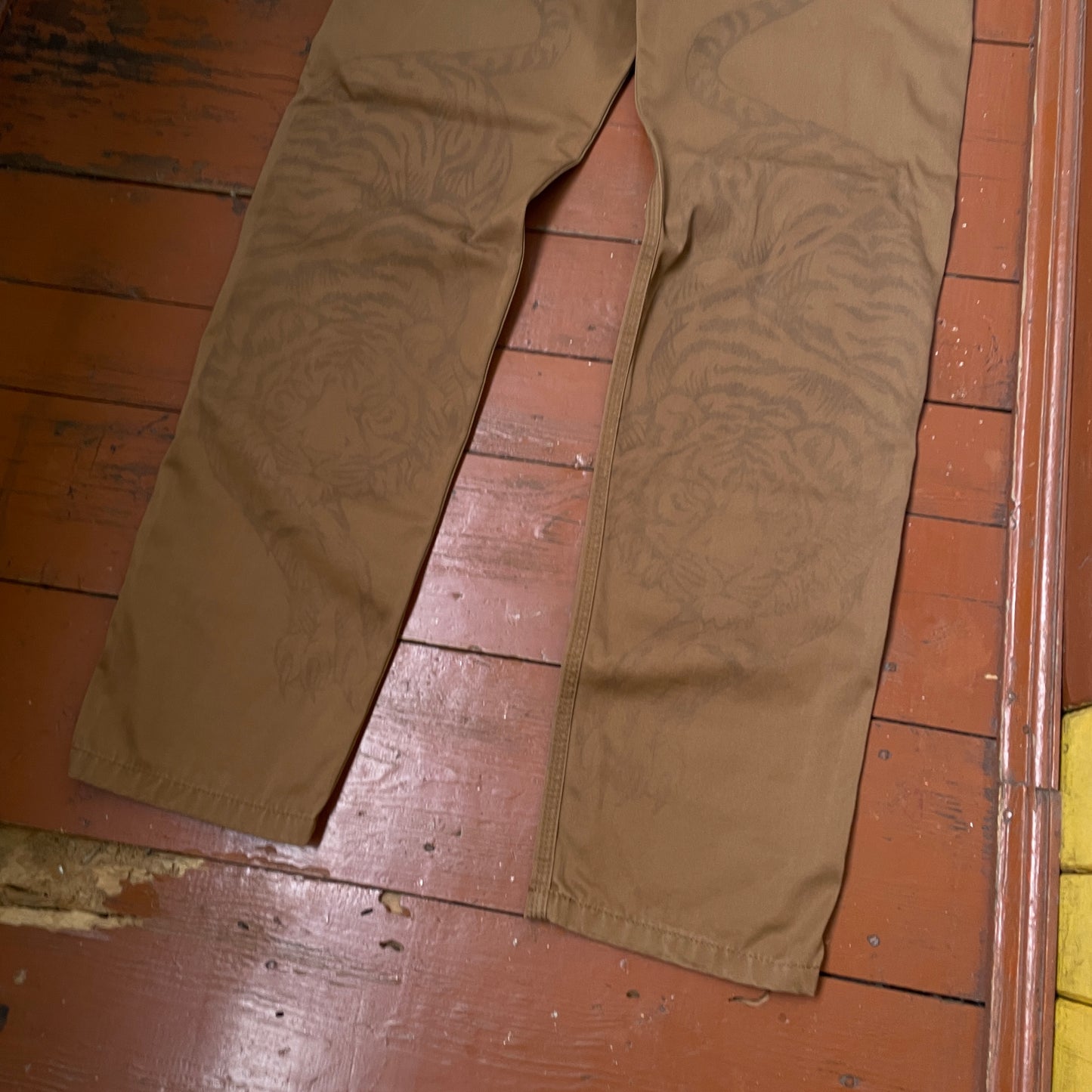 Custom Carhartt Tiger Print Pants – Brown with Hand-Applied Artwork | 1 of 1 Reworked