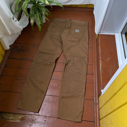Custom Carhartt Tiger Print Pants – Brown with Hand-Applied Artwork | 1 of 1 Reworked