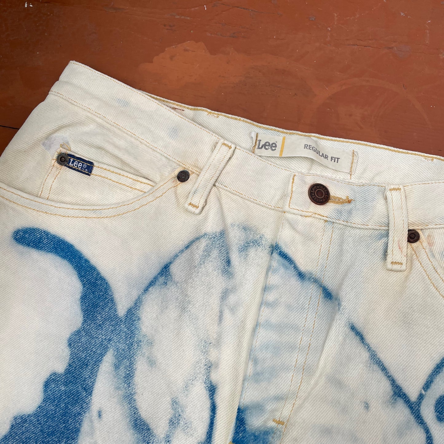 Custom Lee Octopus Jeans – Hand-Faded Blue Octopus Art | Vintage 1 of 1