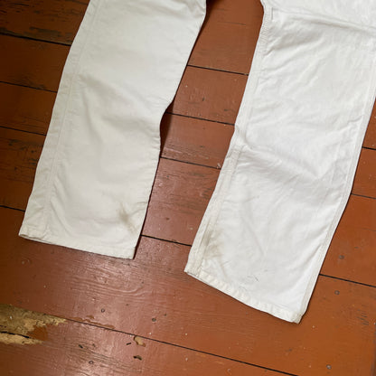 Custom Carhartt Classical Art Print Pants – Beige/Khaki with Detailed Artwork | 1 of 1 Reworked