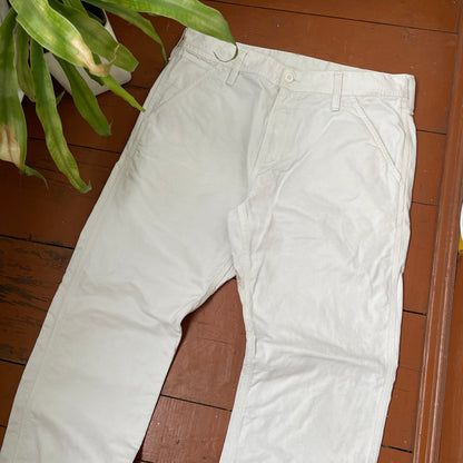Custom Carhartt Classical Art Print Pants – Beige/Khaki with Detailed Artwork | 1 of 1 Reworked