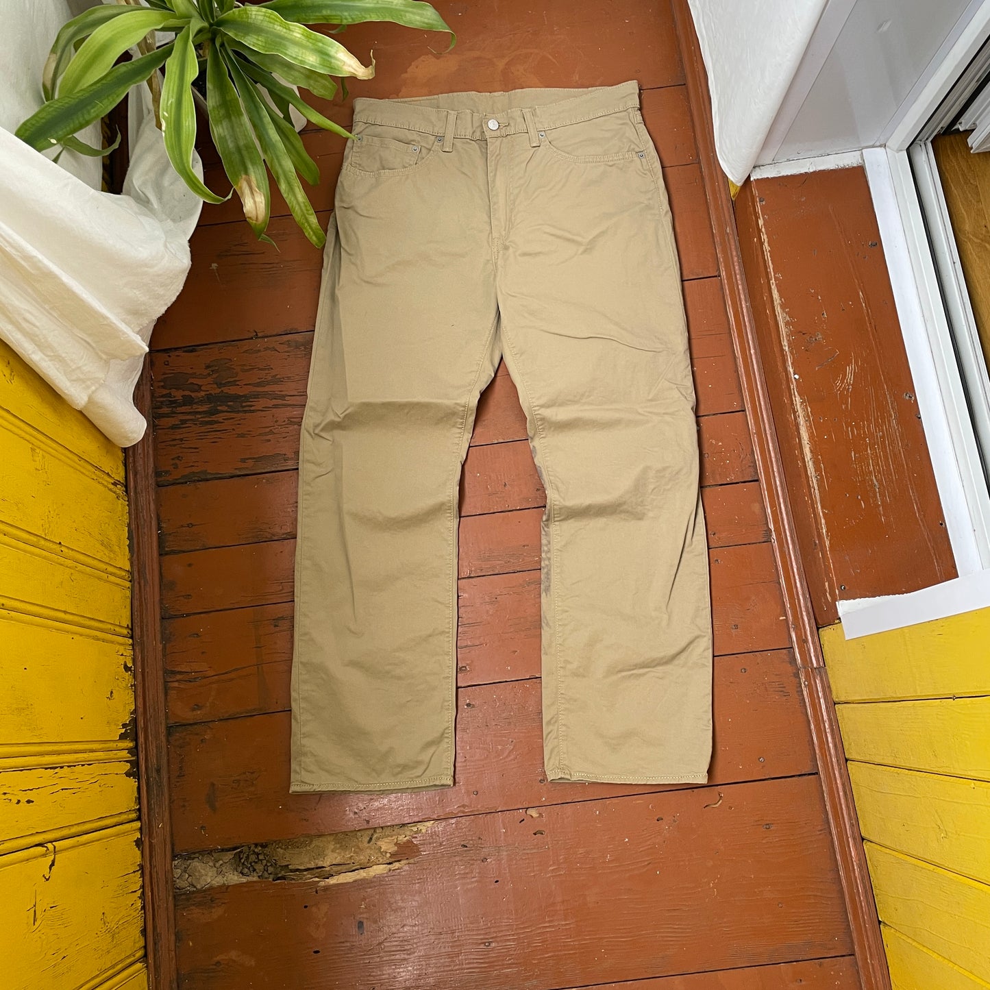 Custom Levi’s Dragon Print Jeans – Beige/Khaki with Bold Artwork | 1 of 1 Reworked Denim