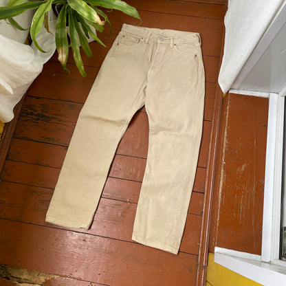 Custom Levi’s Dragon Print Jeans – Beige/Khaki with Bold Artwork | 1 of 1 Reworked Denim