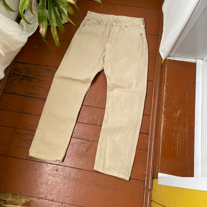 Custom Levi’s Dragon Print Jeans – Beige/Khaki with Bold Artwork | 1 of 1 Reworked Denim