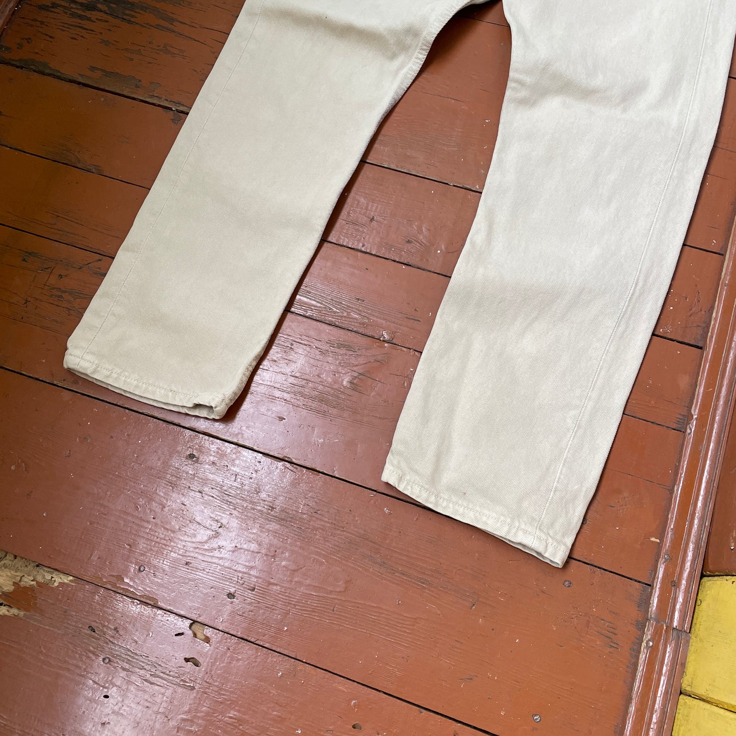 Custom Levi’s Dragon Print Jeans – Beige/Khaki with Bold Artwork | 1 of 1 Reworked Denim