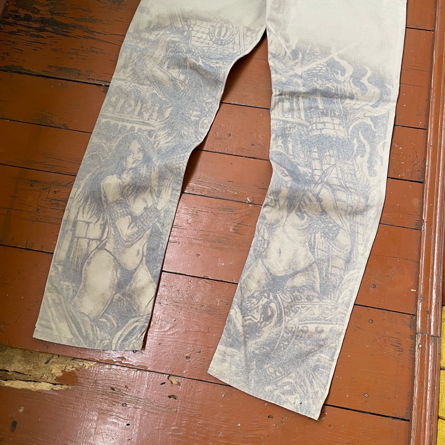 Custom Polo Ralph Lauren Classical Art Print Jeans – Muted Tones | 1 of 1 Reworked Denim Art