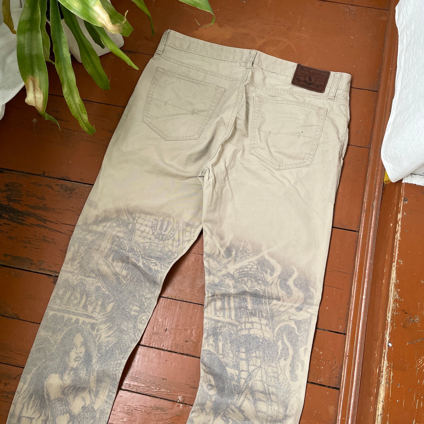 Custom Polo Ralph Lauren Classical Art Print Jeans – Muted Tones | 1 of 1 Reworked Denim Art