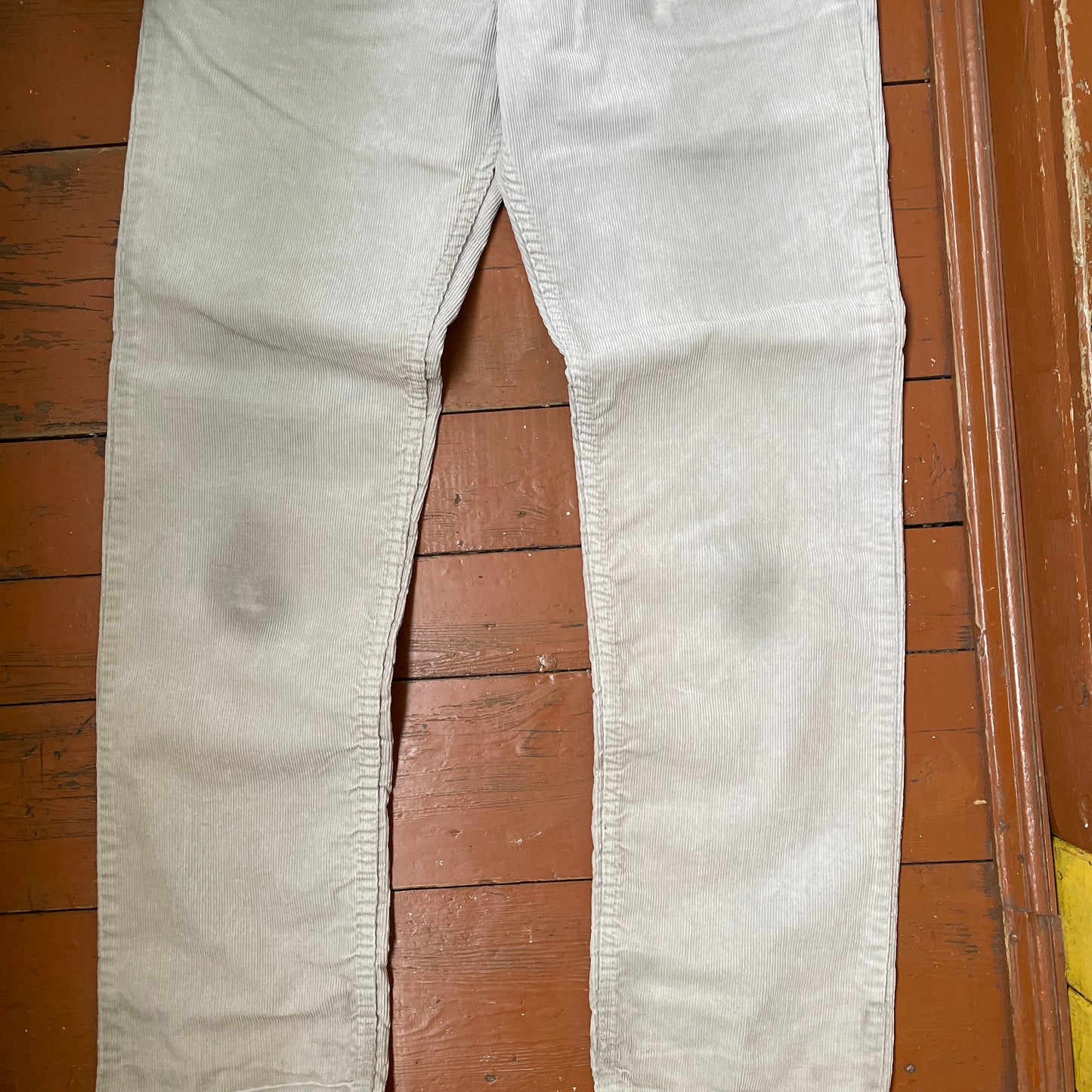 Custom Levi’s Corduroy Phoenix Pants – Beige Washed Cords with Giant Phoenix Art | 1 of 1