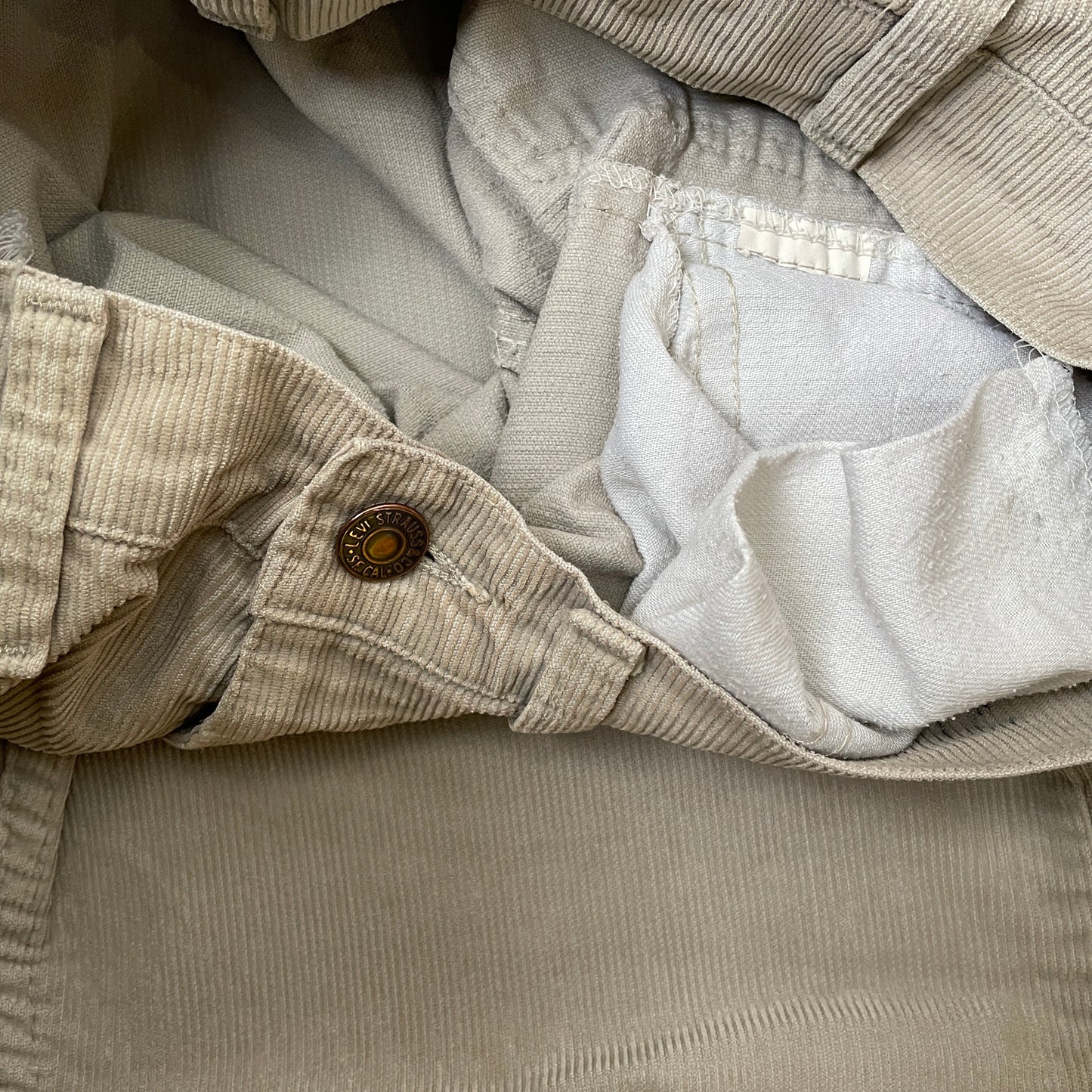 Custom Levi’s Corduroy Phoenix Pants – Beige Washed Cords with Giant Phoenix Art | 1 of 1