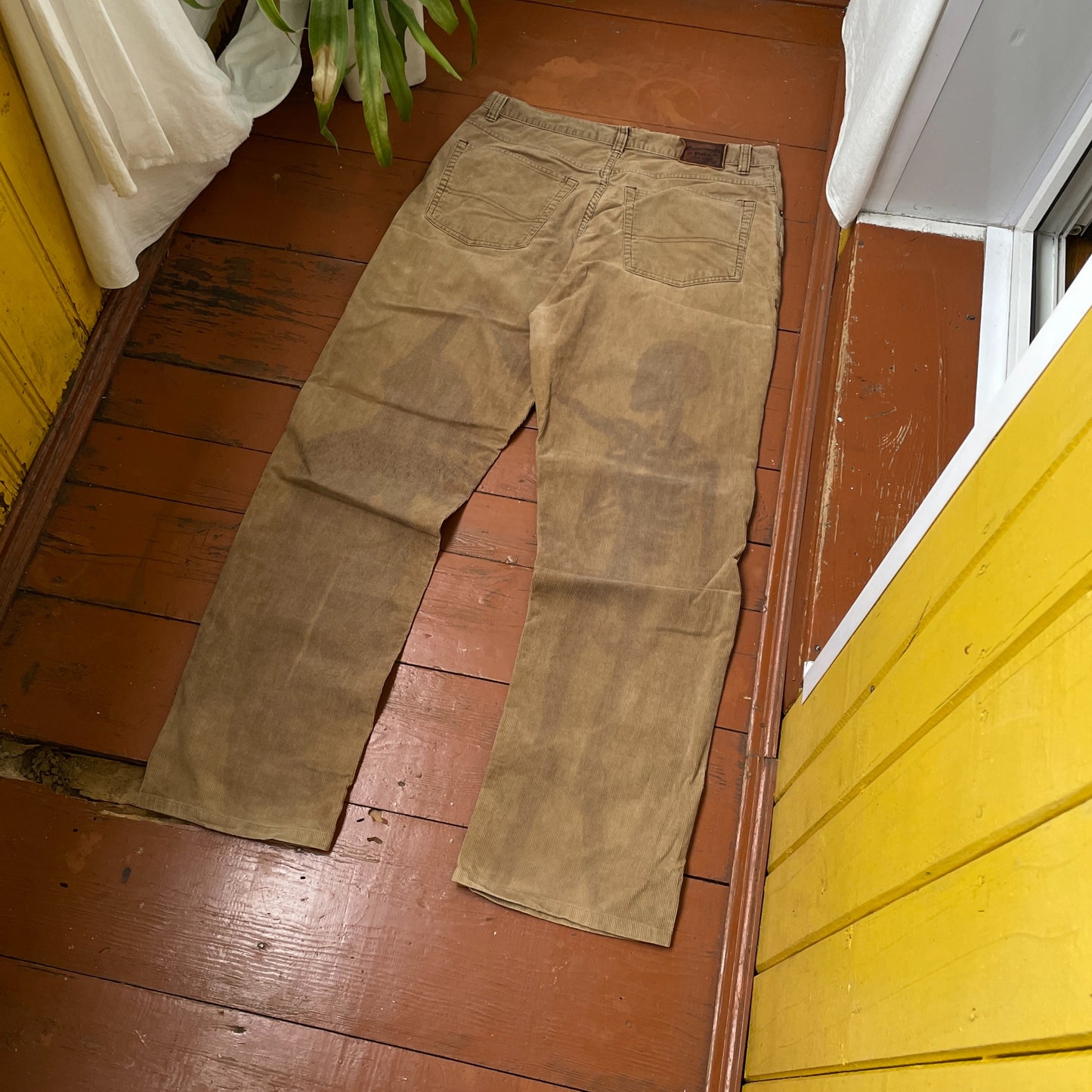Custom Polo Ralph Lauren Skeleton Corduroy Pants – Brown Washed Cord with Back Skeleton Art | 1 of 1