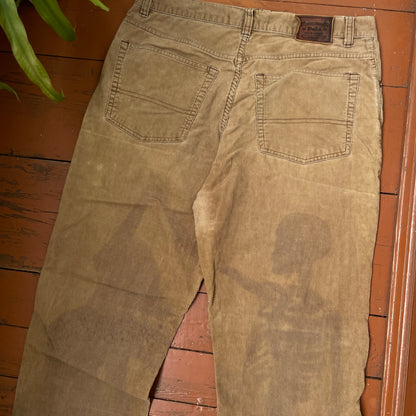 Custom Polo Ralph Lauren Skeleton Corduroy Pants – Brown Washed Cord with Back Skeleton Art | 1 of 1