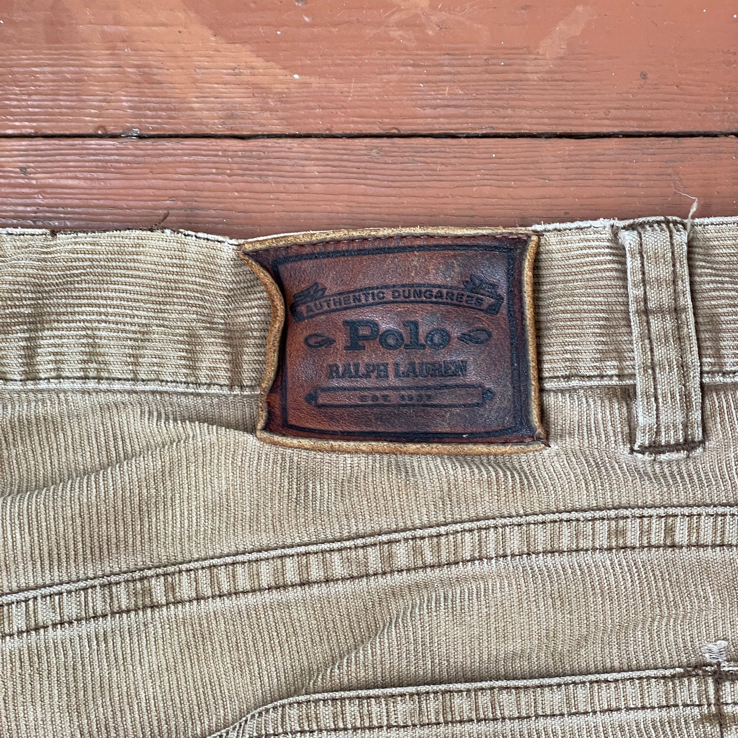 Custom Polo Ralph Lauren Skeleton Corduroy Pants – Brown Washed Cord with Back Skeleton Art | 1 of 1