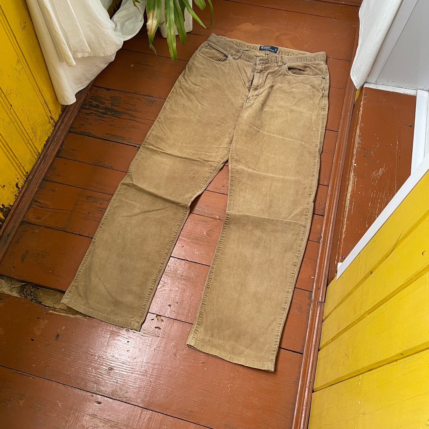 Custom Polo Ralph Lauren Skeleton Corduroy Pants – Brown Washed Cord with Back Skeleton Art | 1 of 1