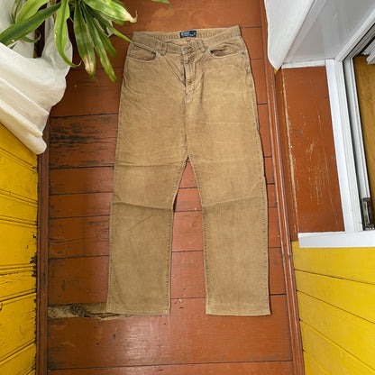 Custom Polo Ralph Lauren Skeleton Corduroy Pants – Brown Washed Cord with Back Skeleton Art | 1 of 1