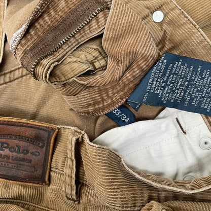 Custom Polo Ralph Lauren Skeleton Corduroy Pants – Brown Washed Cord with Back Skeleton Art | 1 of 1