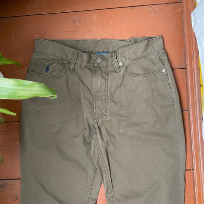 Custom Polo Ralph Lauren Dragon Pants – Olive Green Washed Canvas with Back Dragon Art | 1 of 1