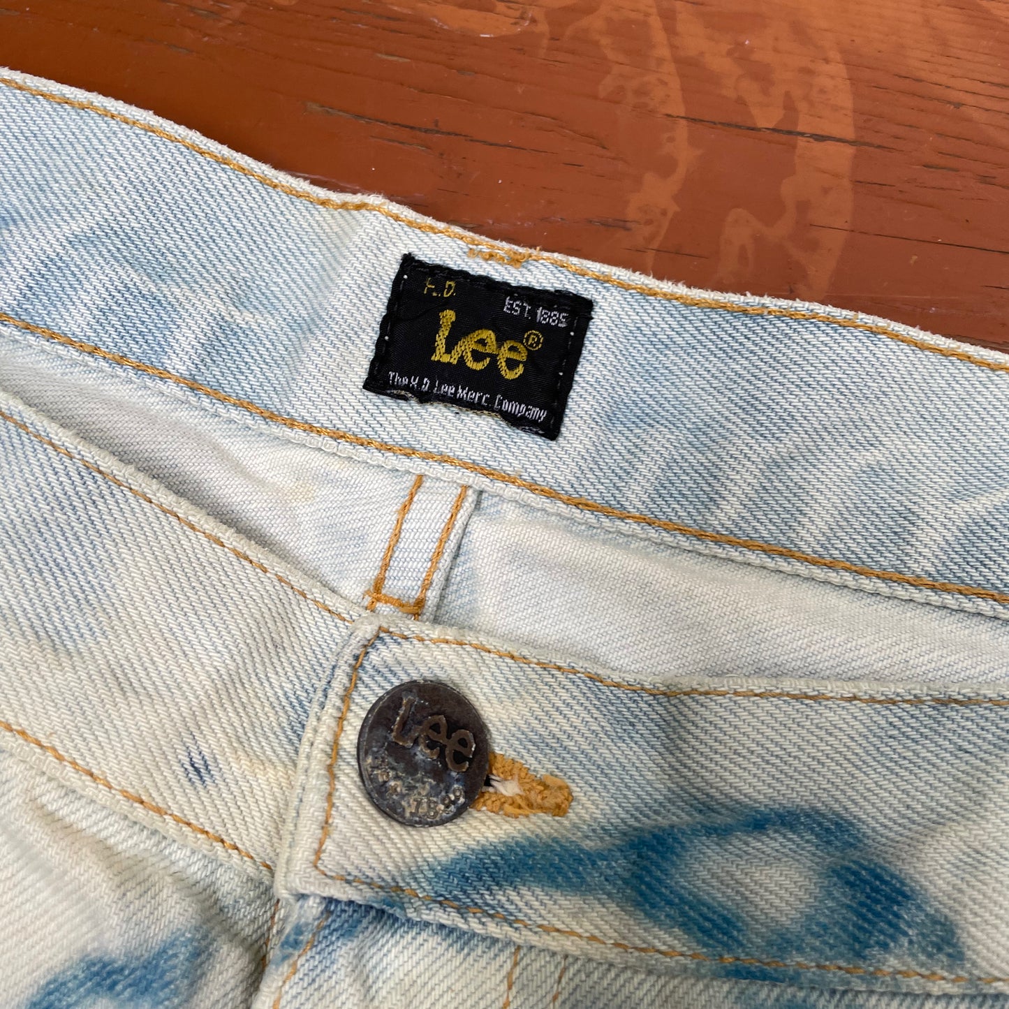 Custom Lee Octopus Jeans – Hand-Faded Blue Tentacle Art | Vintage Denim 1 of 1