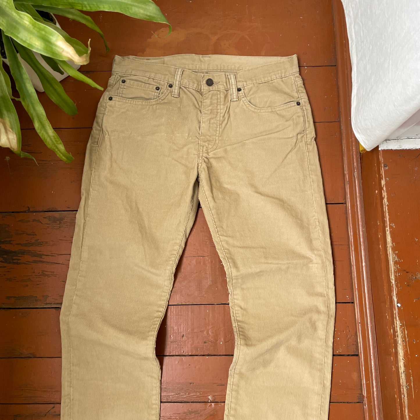 Custom Levi’s Dragon Corduroy Pants – Beige Washed Cord with Back Dragon Art | 1 of 1
