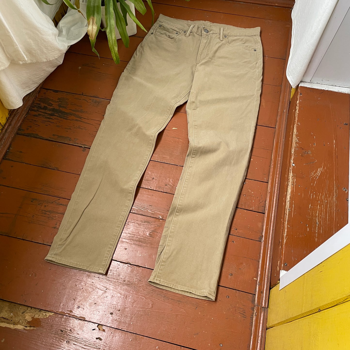 Custom Levi’s Dragon Corduroy Pants – Tan Washed Cord with Large Dragon Print | 1 of 1