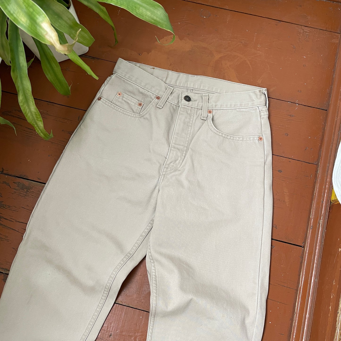 Custom Levi’s Spider Pants – Faded Web and Spider Print on Beige | Vintage 1 of 1 Streetwear