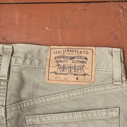 Custom Levi’s Skull & Wing Pants – Handprinted Bleach Art on Khaki | Vintage Grunge 1 of 1