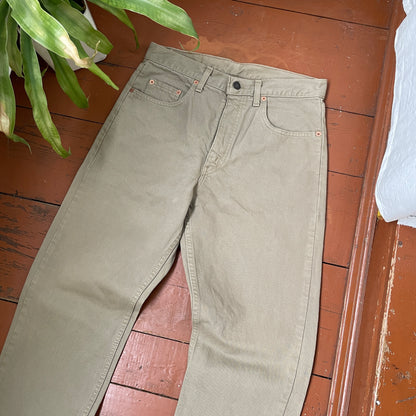 Custom Levi’s Skull & Wing Pants – Handprinted Bleach Art on Khaki | Vintage Grunge 1 of 1