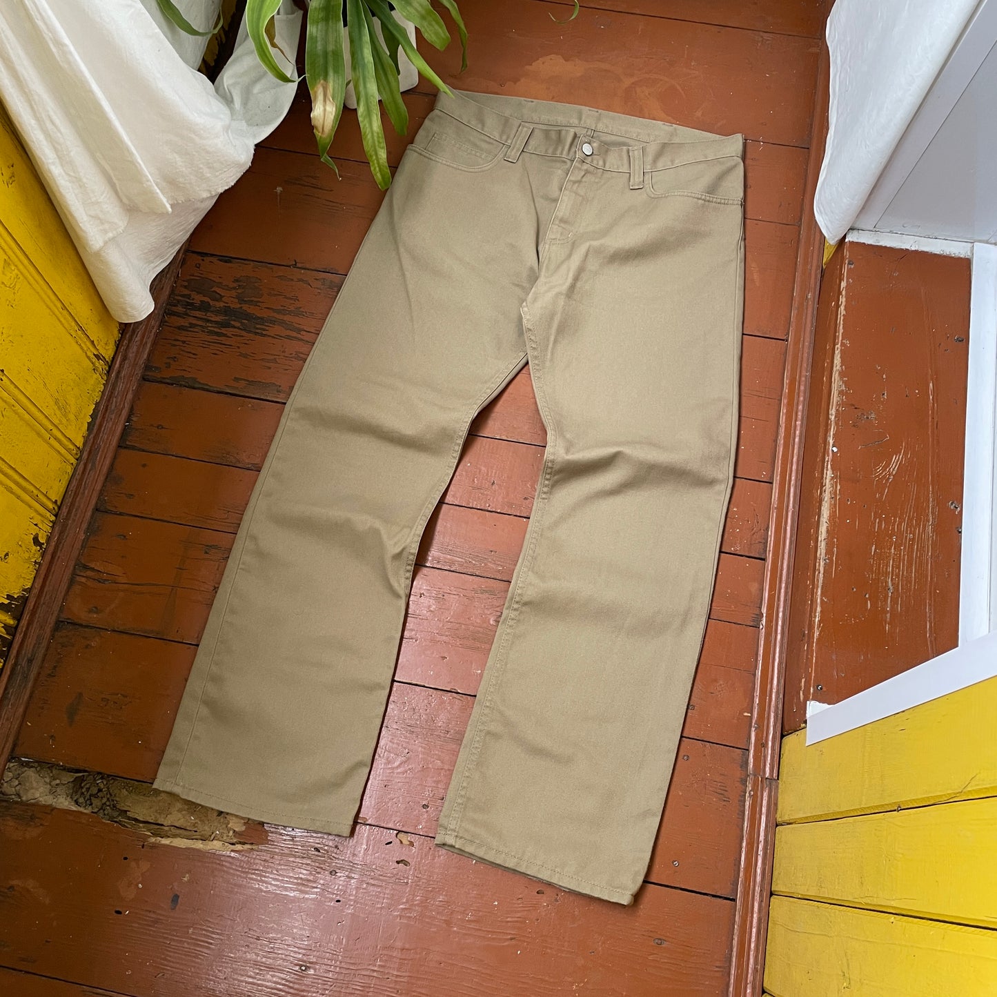 Custom Carhartt Dragon Pants – Faded Khaki Dragon Art | Vintage Workwear 1 of 1