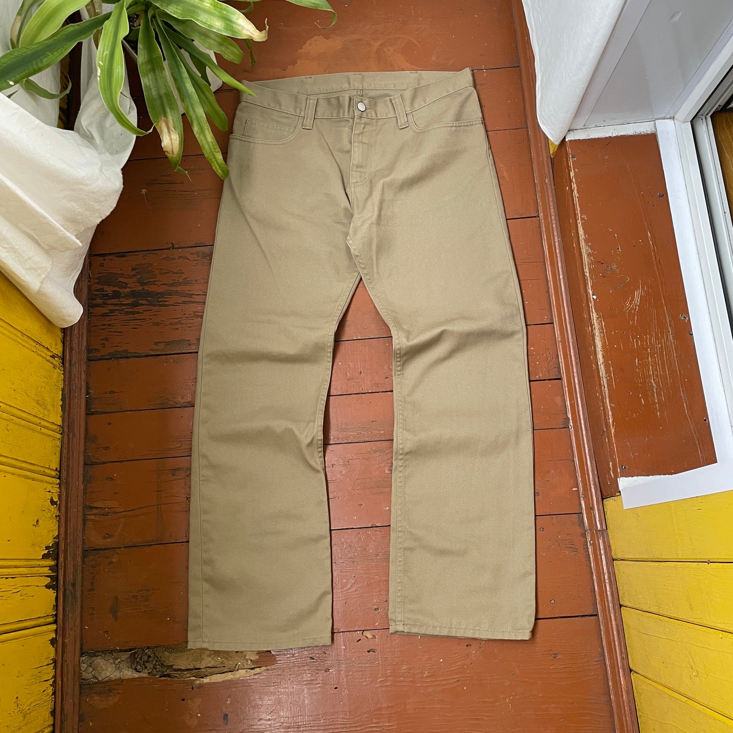 Custom Carhartt Dragon Pants – Faded Khaki Dragon Art | Vintage Workwear 1 of 1